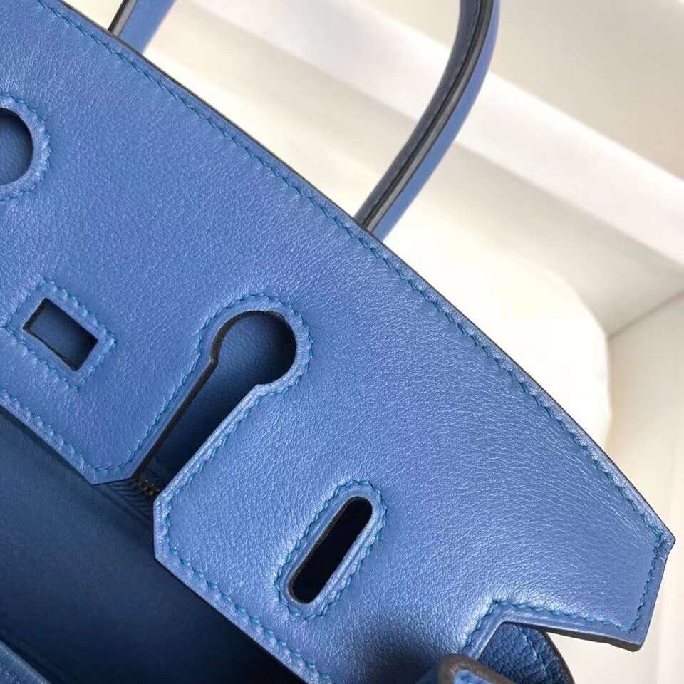 Hermes Birkin 25CM Swift Leather Handbag Blue